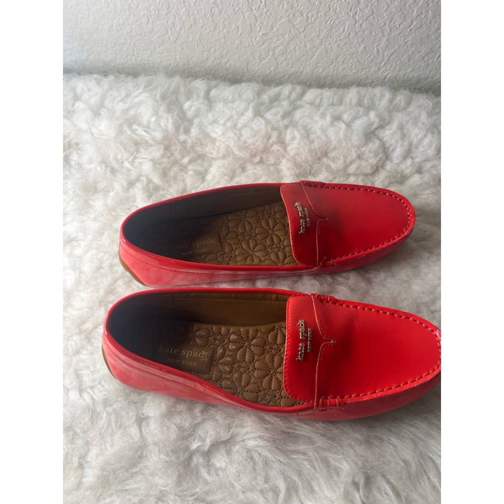 Kate Spade Cow Leather Slip on Loafer Shoes Women Size 9B Blood Orange - Picture 3 of 12